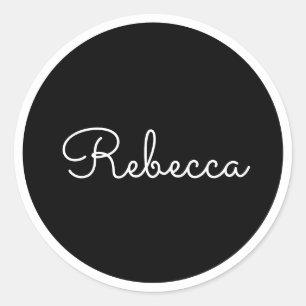 Sticker Rond Tout nom   Cool modifiable en blanc Script et bord