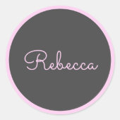 Sticker Rond Tout nom | Cool modifiable en rose Script et bordu (Devant)