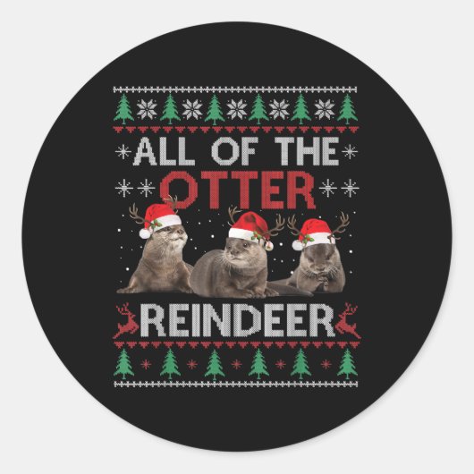 Sticker Rond Tout Otter Reindeer Noël Vilain Sweater (Devant)