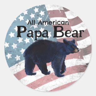 Sticker Rond Tout Papa Ours Tout Américain