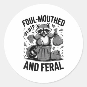 Sticker Rond Tout-Petit Grossier & Raton Laveur Sauvage Mèm