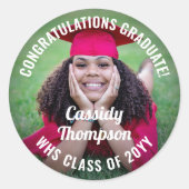 Sticker Rond Tout Texte Graduation Photo Félicitations Moderne (Devant)