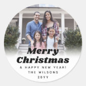 Sticker Rond Tout Texte Simple Rétro Photo Noir Blanc (Devant)