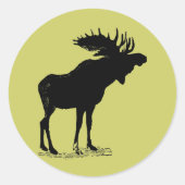 Sticker Rond Toute couleur personnalisée Silhouette d'orignal (Devant)