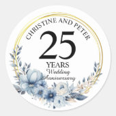 Sticker Rond Toute élégante mariage bleu floral anniversaire (Devant)