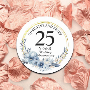 Sticker Rond Toute élégante mariage bleu floral anniversaire
