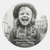 Sticker Rond TOUTE Fête Anniversaire Chic Typographie Photo Mer (Devant)