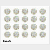 Sticker Rond Toutes initiales Monogramme argenté 3 Blanc cassé (Feuille)