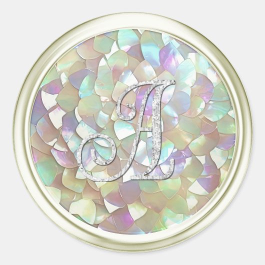 Sticker Rond Toutes initiales Monogramme argenté 3 Blanc cassé (Devant)