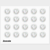 Sticker Rond Toutes initiales Monogramme argenté 3 Couronne (Feuille)