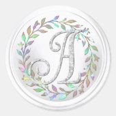 Sticker Rond Toutes initiales Monogramme argenté 3 Couronne (Devant)