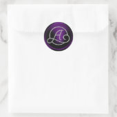 Sticker Rond TOUTES INITIALES Monogramme Cercle Argent Violet F (Sac)
