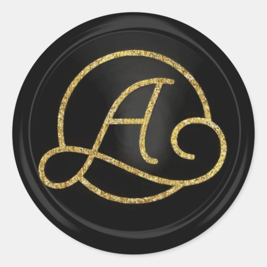 Sticker Rond Toutes initiales Monogramme Cercle Or Noir (Devant)