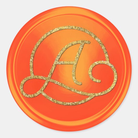 Sticker Rond Toutes initiales Monogramme cercle or orange (Devant)