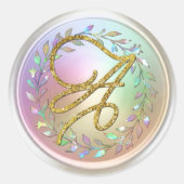 Sticker Rond TOUTES INITIALES Monogramme de script doré Couronn (Devant)