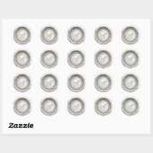 Sticker Rond Toutes initiales Monogramme doré Argent iridescent (Feuille)