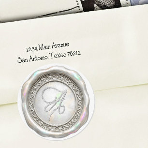 Sticker Rond Toutes initiales Monogramme doré Argent iridescent