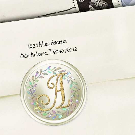 Sticker Rond Toutes initiales Monogramme Or 3 Couronne Blanc Ca