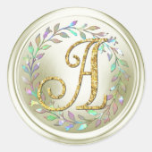 Sticker Rond Toutes initiales Monogramme Or 3 Couronne Blanc Ca (Devant)