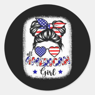 Sticker Rond Toutes les Américaines 4 juillet Chemises Femmes M