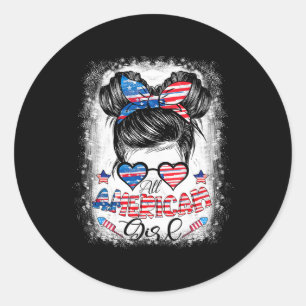 Sticker Rond Toutes les filles américaines Chemises décolorées