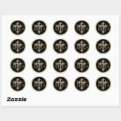 Sticker Rond TOUTES LES INITIALES Gold 3 Monogramme Gold Cross  (Feuille)