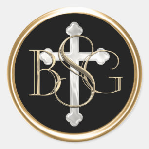 Sticker Rond TOUTES LES INITIALES Gold 3 Monogramme Pearly Cros