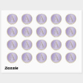 Sticker Rond TOUTES LES INITIALES Gold Monogram Lavender Shimme (Feuille)