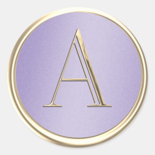 Sticker Rond TOUTES LES INITIALES Gold Monogram Lavender Shimme (Devant)
