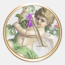 TOUTES LES INITIALES Gold Monogramme Cherub Green
