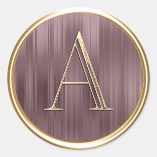 Sticker Rond TOUTES LES INITIALES Gold Monogramme Dusty Rose ro (Devant)
