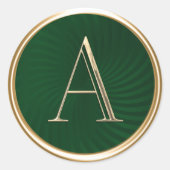Sticker Rond TOUTES LES INITIALES Gold Monogramme Emerald Green (Devant)