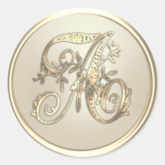 Sticker Rond TOUTES LES INITIALES Gold Monogramme Initiale Ivoi (Devant)