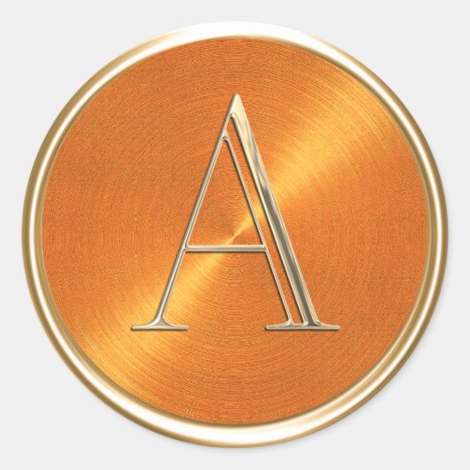 Sticker Rond TOUTES LES INITIALES Gold Monogramme Orange Motif (Devant)