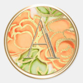 Sticker Rond TOUTES LES INITIALES Gold Monogramme Orange Rose (Devant)