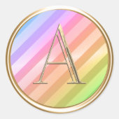 Sticker Rond TOUTES LES INITIALES Gold Monogramme Rainbow Strip (Devant)