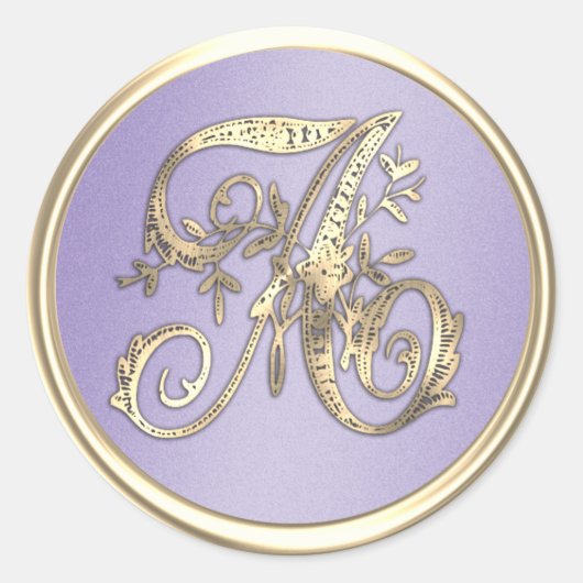 Sticker Rond Toutes les initiales Lavande Monogramme violet (Devant)
