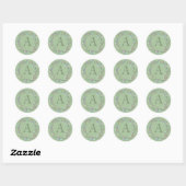 Sticker Rond TOUTES LES INITIALES Mère Perle Feuilles Couronne (Feuille)