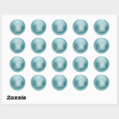 Sticker Rond TOUTES LES INITIALES Monogramme argent 3 Bleu doux (Feuille)
