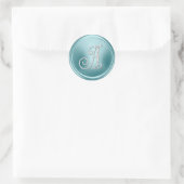 Sticker Rond TOUTES LES INITIALES Monogramme argent 3 Bleu doux (Sac)