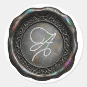 Sticker Rond TOUTES LES INITIALES Monogramme Argent Iridescent (Devant)