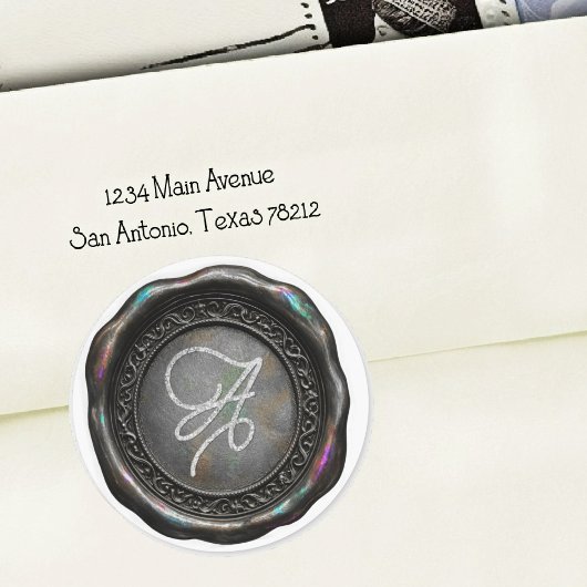 Sticker Rond TOUTES LES INITIALES Monogramme Argent Iridescent