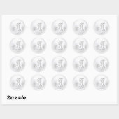 Sticker Rond TOUTES LES INITIALES Monogramme argenté 3 Blanc (Feuille)