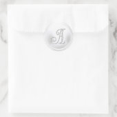 Sticker Rond TOUTES LES INITIALES Monogramme argenté 3 Blanc (Sac)