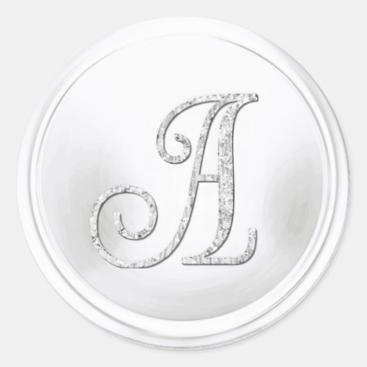 Sticker Rond TOUTES LES INITIALES Monogramme argenté 3 Blanc (Devant)