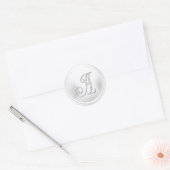 Sticker Rond TOUTES LES INITIALES Monogramme argenté 3 Blanc (Enveloppe)