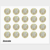 Sticker Rond TOUTES LES INITIALES Monogramme argenté 3 Or Mère (Feuille)