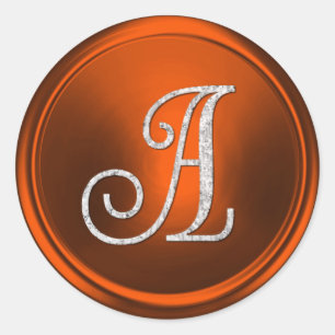 Sticker Rond TOUTES LES INITIALES Monogramme argenté 3 Potiron 