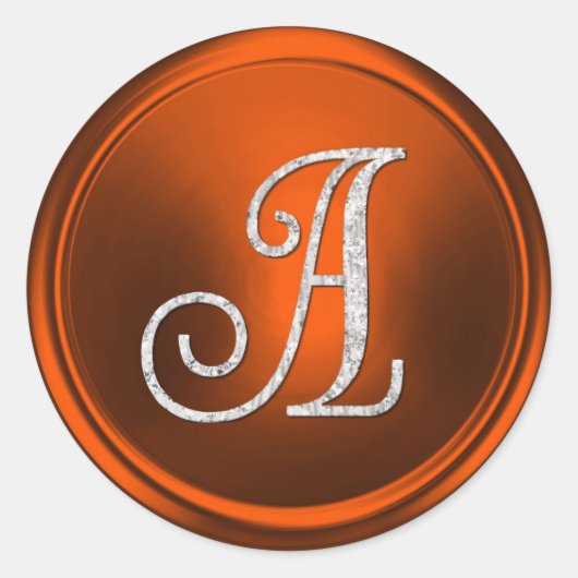 Sticker Rond TOUTES LES INITIALES Monogramme argenté 3 Potiron (Devant)