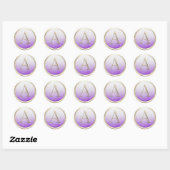 Sticker Rond TOUTES LES INITIALES Monogramme Blanc Violet Ombre (Feuille)